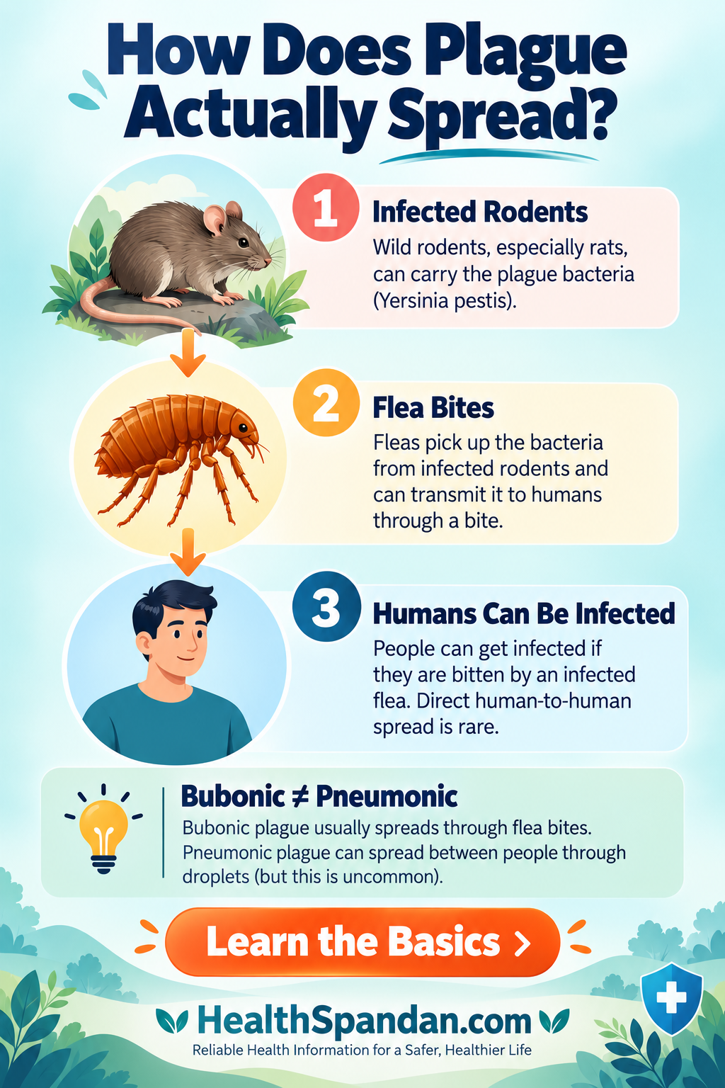 How plague spreads from infected rodents to humans through flea bites and animal contact